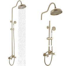 BWE Brushed Nickel Exposed Shower System 8 Ra...