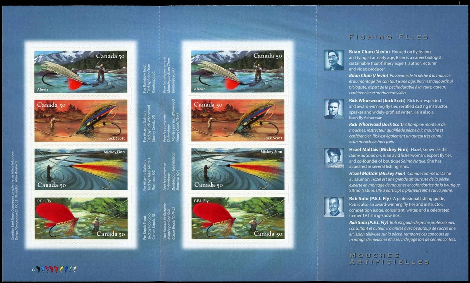 Canada Stamps Booklet of 8, Fishing Flies, #2088, BK306 MNH - Image 2 of 2