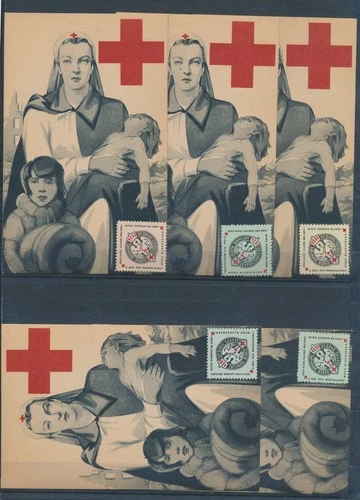 XE59664 Belgium red cross donate blood volunteers maxicards unused