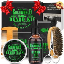 Beard Kit Beard Grooming Kit w/Beard Oil Balm Brush Comb Scissor e-Book Christma