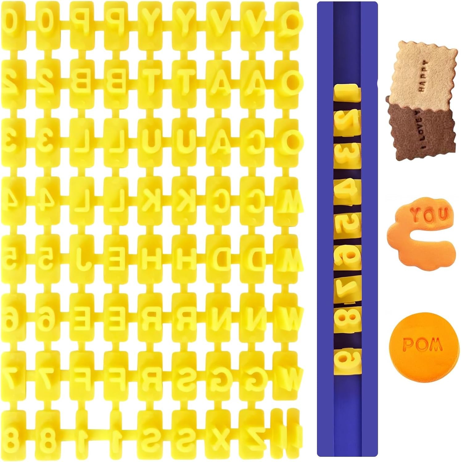 1 Set Letter Stamps for Clay, Alphabet Stamp, 73 PCS Cookie Stamps, for Making