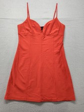 Urban Outfitters Women Bustier Mini Dress L Red Sleeveless Stretch Straps Zipper