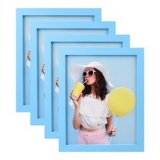 wyooxoo 8x10 Picture Frames Set of 4 Blue Solid Wood with HD Plexiglass