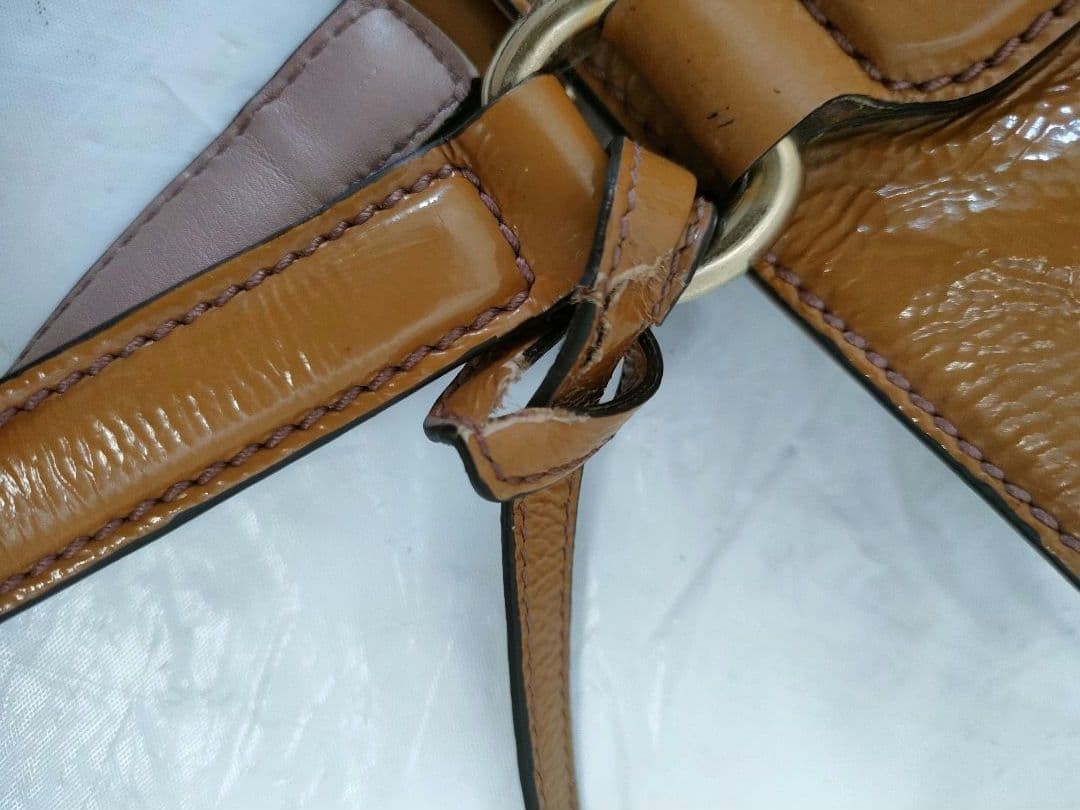 GUCCI Soho Tote Bag Brown Patent Leather Fringe Charm Authentic Vintage thumbnail 18