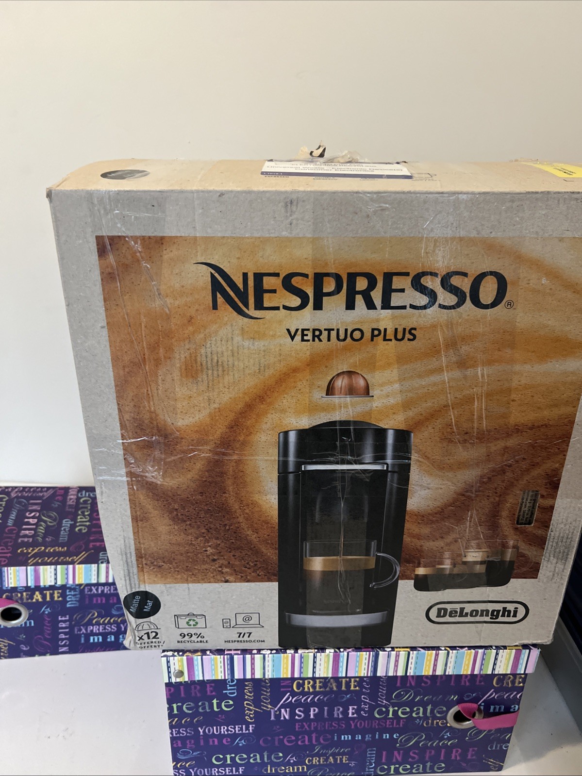 De’longhi Nespresso Vertuo plus Coffee and Espresso Maker Black-New Sealed  Box