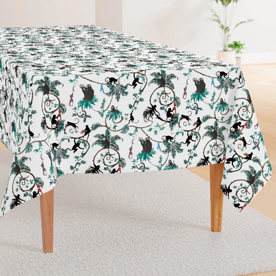 Mantel impreso The Drink Monkey Garden Party Chinoiserie animales victorianos Foto 3 de 4