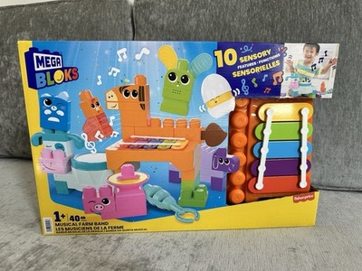 Mega Bloks Musical Farm Band Sensorisches Spielzeug 40 Teile Fisher Price Set