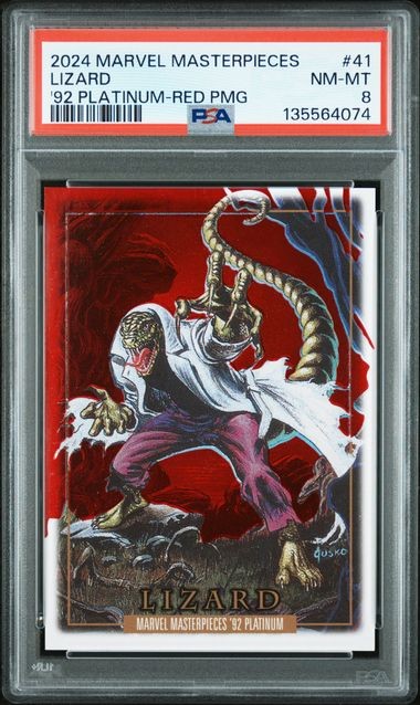 2024 Skybox Marvel Masterpieces Lizard #41 '92 Platinum Red PMG /100 PSA 8 (FRK
