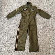 Get Real Gear Dress Up Kids 4-6 Flightsuit Topgun Green Fighter Pilot Ace