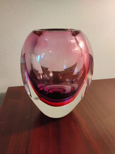 Flavio Poli Sommerso Art Glass Faceted 5” Vase Mid Century MCM Murano Amethyst