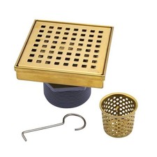 Oatey Designline 4 in Square Shower Drain Brushed Gold Stainless Steel