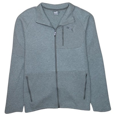 Graues Sweatshirt mit durchgehendem Reißverschluss für Herren UK Größe 2XL Puma