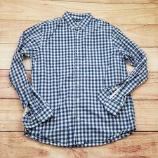 Old Navy Shirt Mens Large Blue White Button Up Long Sleeve Casual Check Adult A1