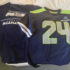 Russel Wilson Shirt NFL Seattle Seahawks Football Men's Size Large Short Sleeve