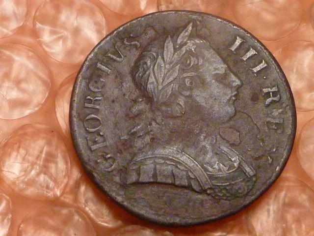1771 George III Revolutionary War Era Colonial Halfpenny Detector Find DETAIL #1 - Image 2 of 3