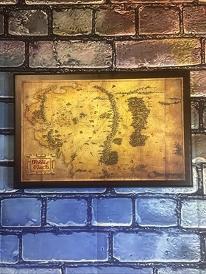MGM HOBBIT AN UNEXPECTED JOURNEY MIDDLE EARTH WOOD WALL MAP JRR TOLKIEN 16 x 10''