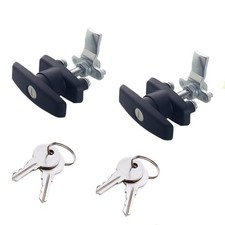 2PCS T Handle Latch Lock Keyed Alike Black Coated Compatible with Cabinets Ga...