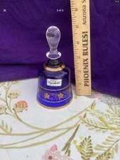 Vintage Crystalex Blue Glass Bell Hand Painted