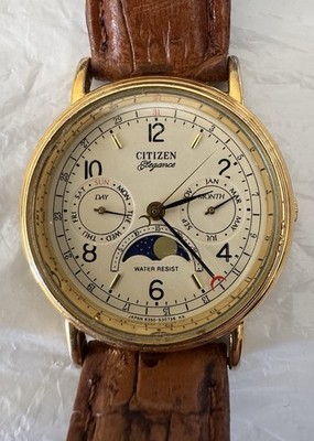 Citizen Elegance 6350-G30241K Vintage 80s Triple Calendar Moon