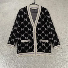 Maje Cardigan Womens 1 / Small Metallic Knit Monogram M Sweater Varsity Martch