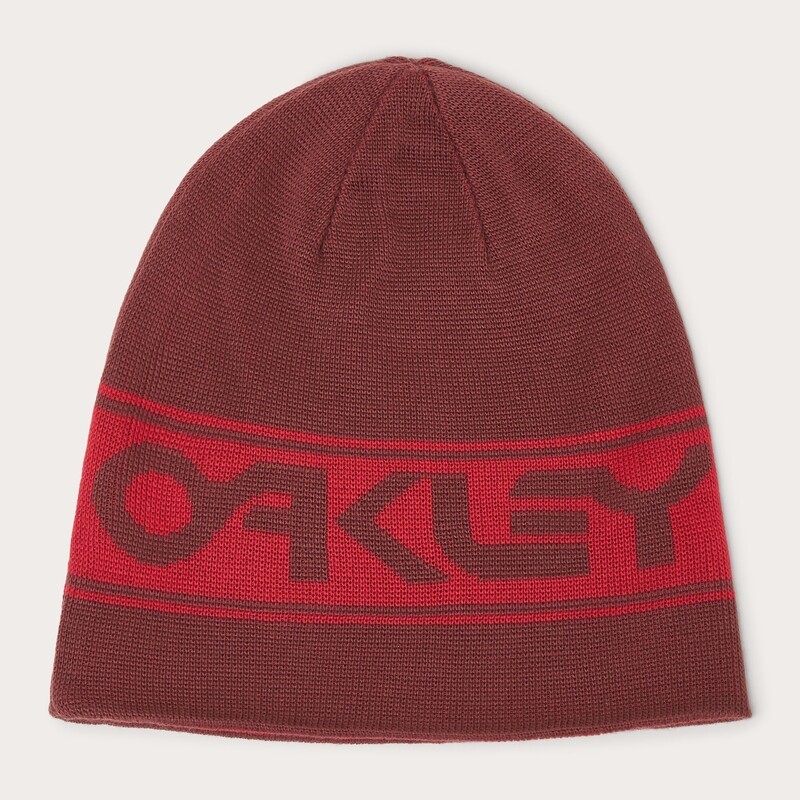 Bonnet Oakley TNP Reversible rouge en maille jauge fine pour homme