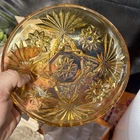 Vintage Anchor Hocking Amber Glass Footed Star of David Candy Dish