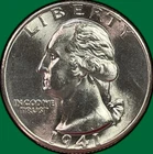 1941-D Washington Quarter Silver Uncirculated UNC Coin, Faint Hairlines #43511