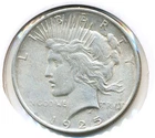 US Coin  1925 P      peace Dollar AU / BU ..........C 50091