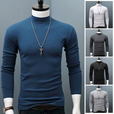 1* - Herren Mock Rollkragen Pullover Oberteil T-Shirt Shirt Tee extra weich winter-warm