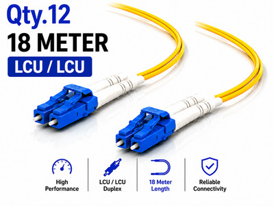 (12) 18 Meter LC/UPC - LC/UPC Duplex Fiber Patch Jumper OS2 SMF Singlemode Cable