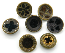 Lot of 7 Antique PERFUME Buttons ALL DIFFERENT small 9/16"