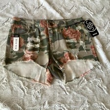 nwt boom boom jeans distressed floral denim shorts juniors 7 summer