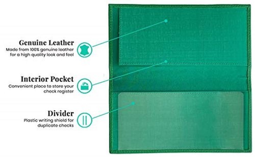 Emerald Green Basic Genuine Leather Checkbook Cover for Men & Women | eBay