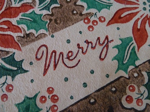 Vintage 1960s Merry Christmas Greetings Empty Gift Box 41x24 x3.5cms Collectible - Picture 7 of 14