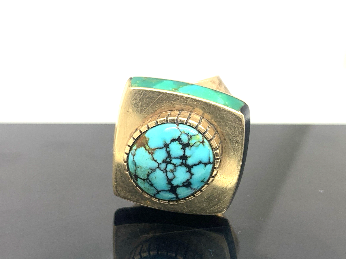 Tremendous Navajo Native American 14k Gold Sterling Silver Ring Tremendous Navajo Native American 14k Gold Sterling Silver Ring