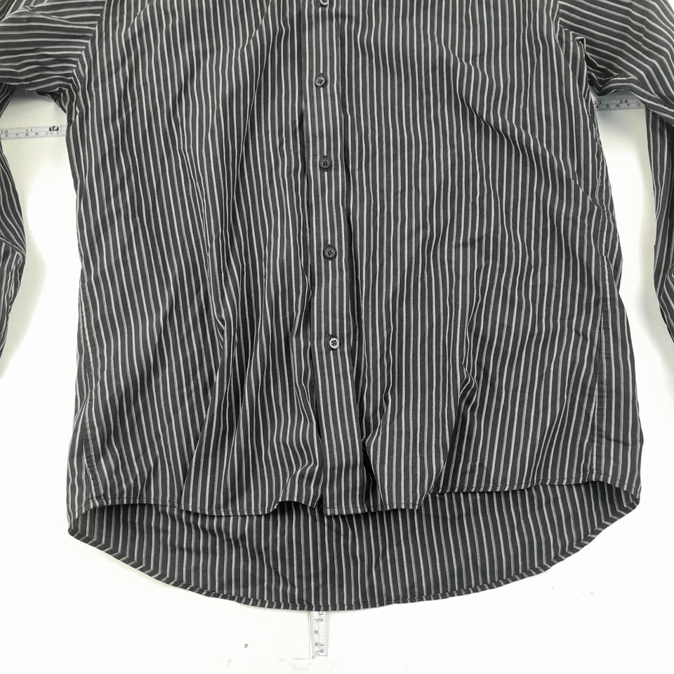 Camisa BEN SHERMAN 16 negra para hombre de manga larga con botones a rayas - Imagen 3 de 4