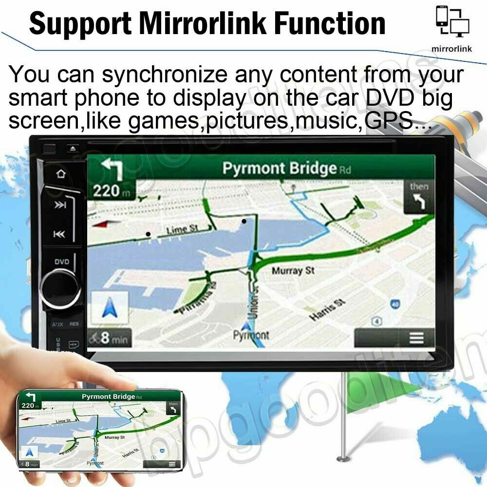 Stereo Bluetooth DVD CD Player Car Radio Touch Screen Mirror For Android IOS GPS