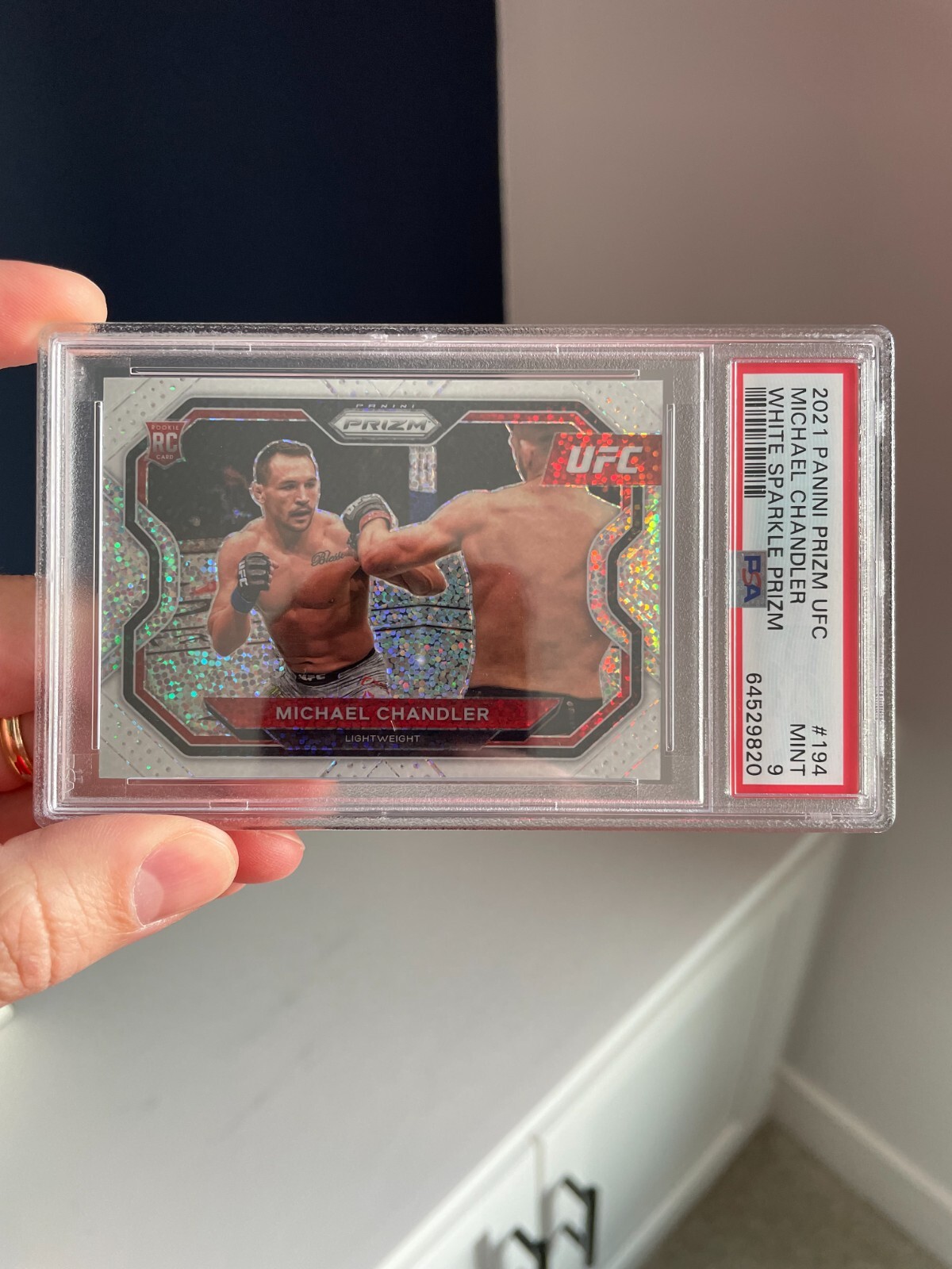 Michael Chandler Rookie White Sparkle Prizm - 2021 Panini Prizm UFC #194 - PSA 9
