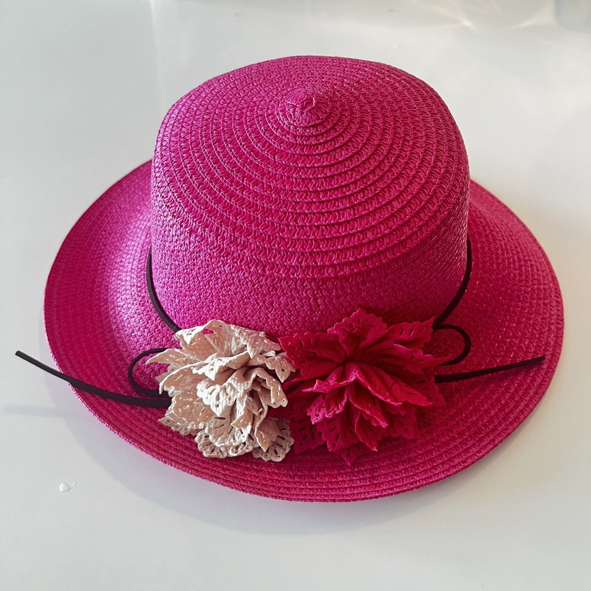 Fancy Dress Church Hat Bow Bucket Wedding Bowler Wide Brim 