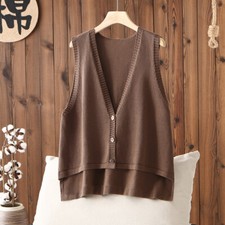 Lady Knitted Vest Sweater Sleeveless Cardigan Waistcoat Jumper Loose Top Fashion