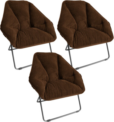Zenithen Hexagon Folding Portable Dish Chair for Dorm Room, Brown (Pack of 3)