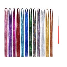 47 Inches Hair Extension Tinsel Kit with Tool 12 Mixed Colors 2400 Strands E1U6