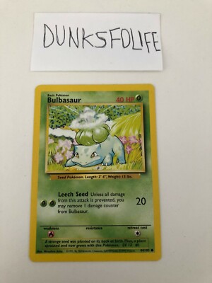 1999 bulbasaur pokemon card 1999 POKEMON BASE SET BULBASAUR 44/102 CGC 9 MINT- EXCELLENT-FRESHLY  GRADED!