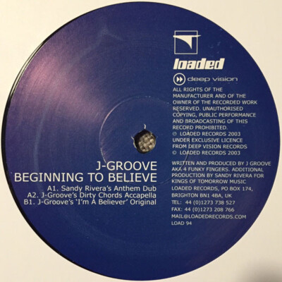 J-Groove - Beginning To Believe (12'')