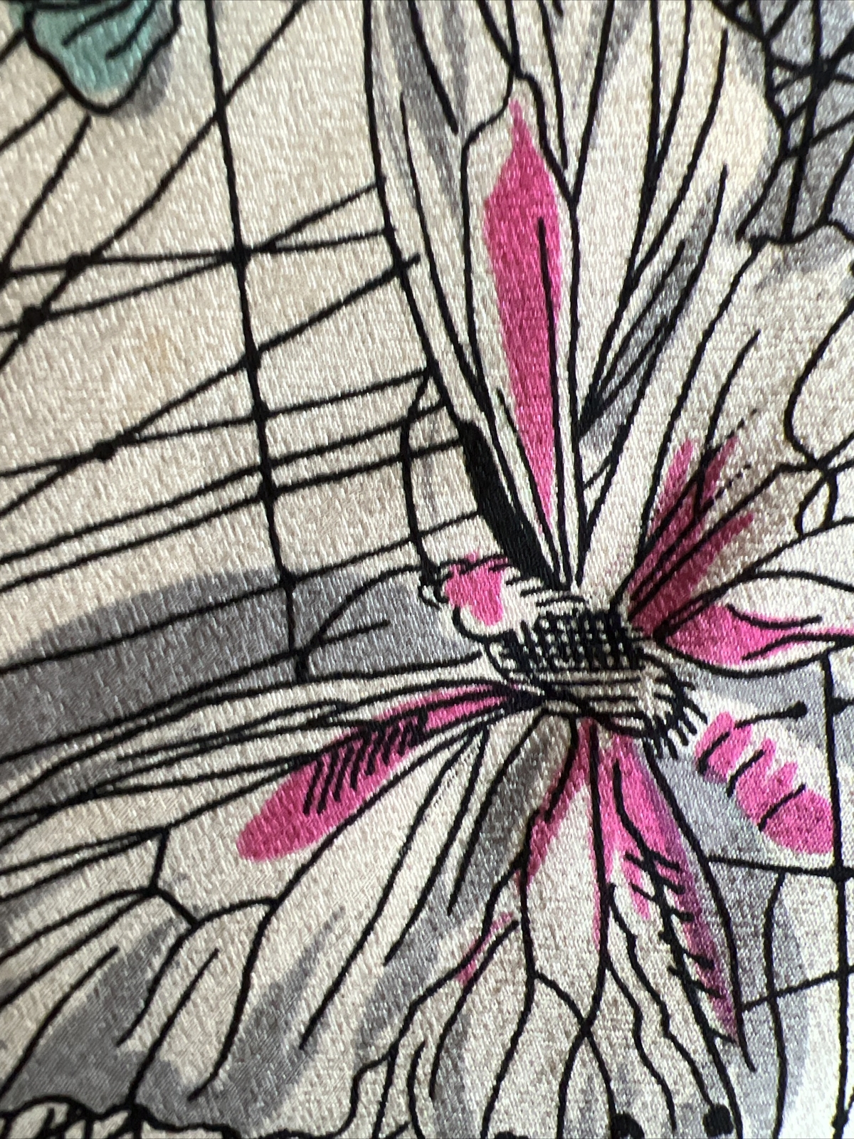 VTG Scarf Silk Crepe Black Netted Butterflies Han… - image 6