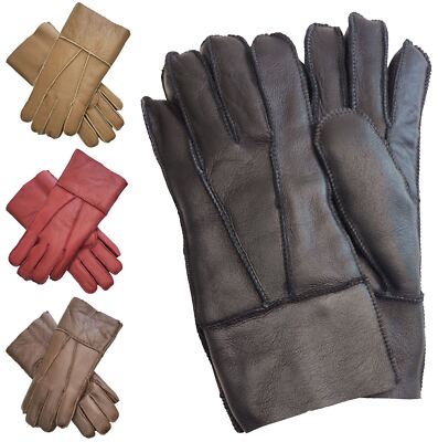 Unisex Lammfell Lederhandschuhe warme Winter Echt Wildleder Handschuhe