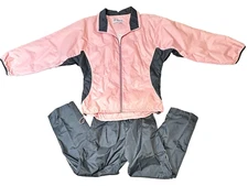 1990s Wilson Lined Track Suit Pink Charcaol White Colorblock Tennis Women MEDIUM
