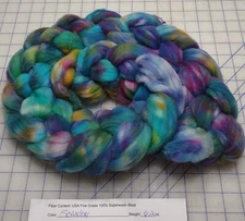 Superwash Fine Wool Top Roving Spinning Handpainted Dyed USA Scanlon