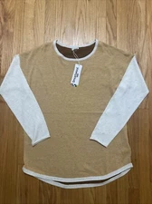 NWT! Smartwool Womens XL Shadow Pine Colorblock Crew Sweater Honey Gold Natural