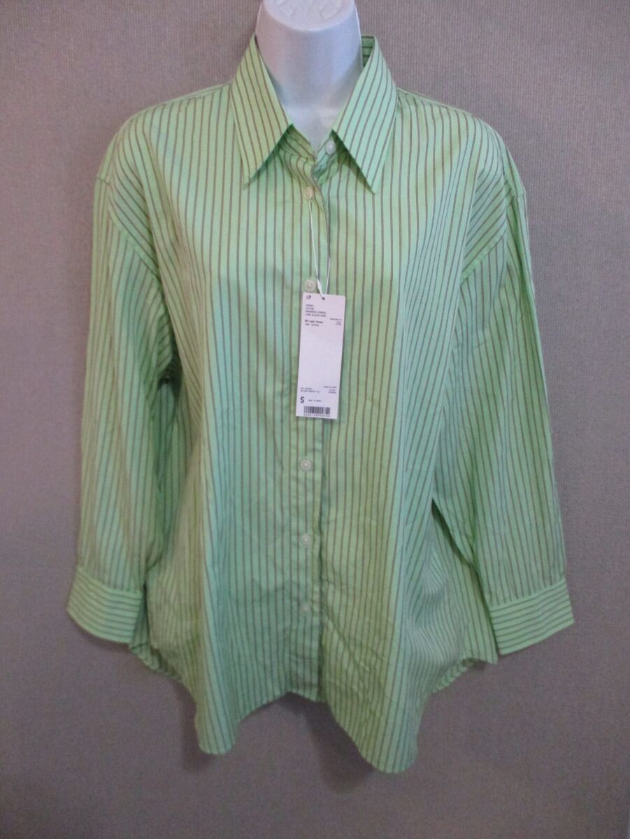 WOMEN UNIQLO U COTTON OVERSIZED FIT STRIPED SHIRT Small NWT WOMEN UNIQLO U COTTON OVERSIZED FIT STRIPED SHIRT Small NWT